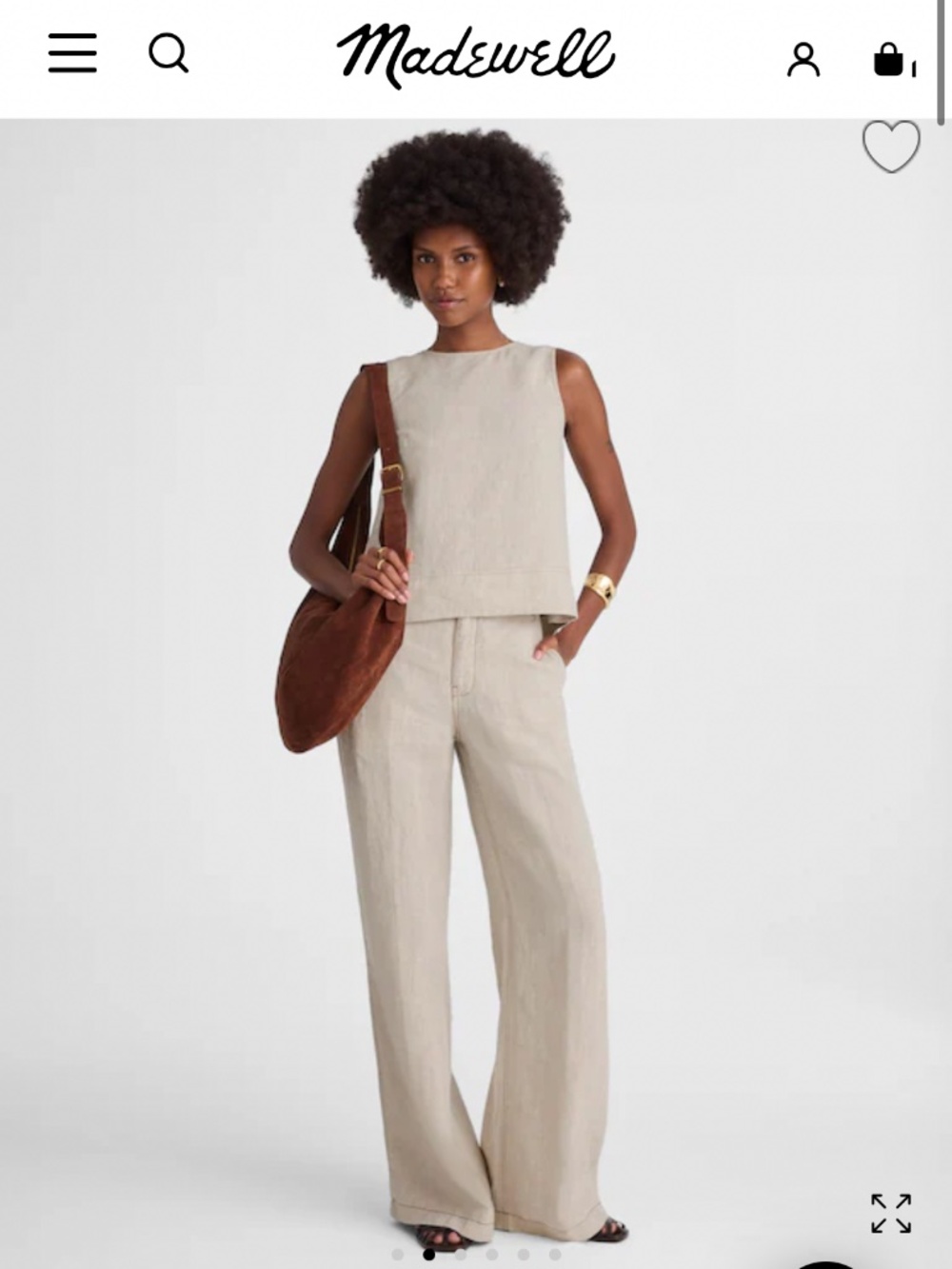 Madewell linen pleated shell top and bottoms M